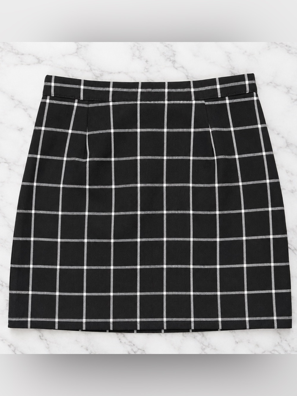 Nasty Gal Black White Windowpane Plaid Mini Skirt Size 4